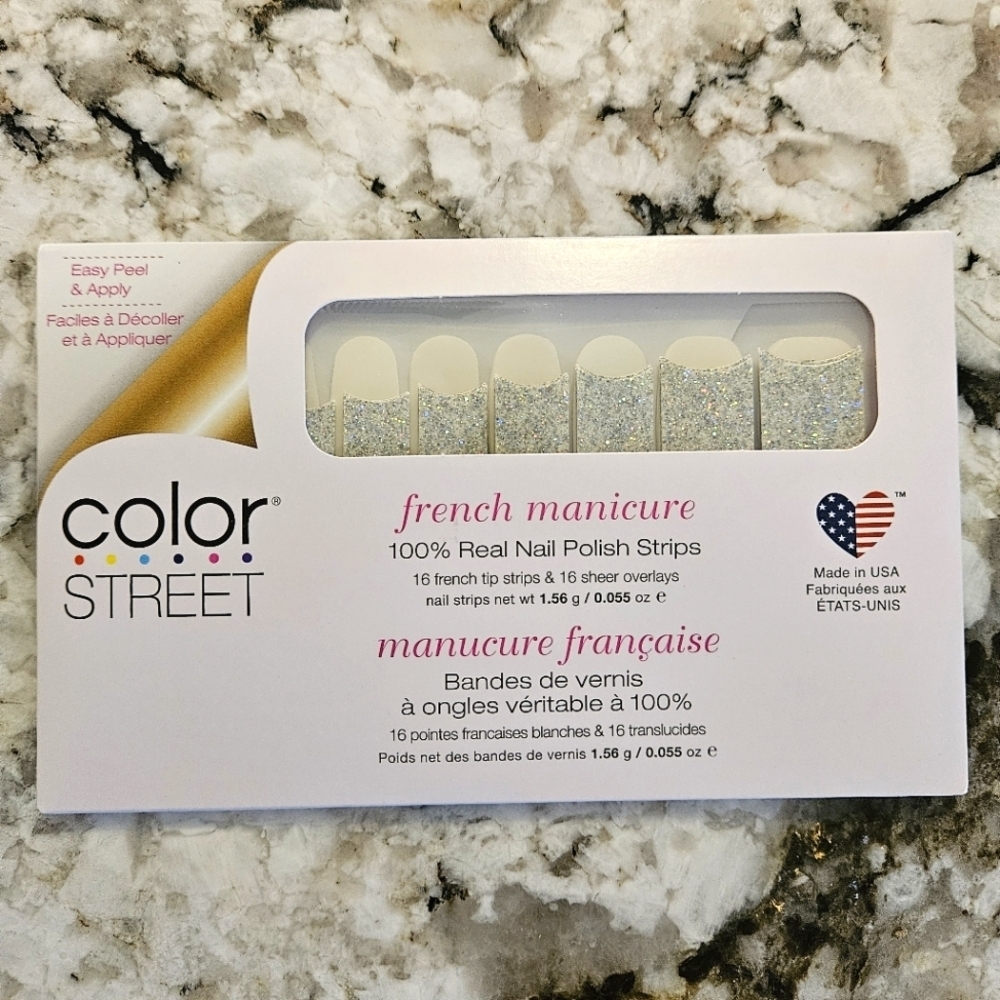 Color Street Nail Polish Strips - French Glitter Manicure - We're Meant To Oui